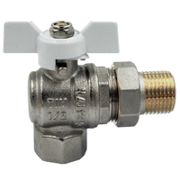 Кран шаровой с американкой угловой усиленный латунный 1/2" г-ш бабочка TIM DE1235N