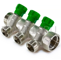 Коллектор 45° с кран-буксами 1"х3/4ш-3 выхода под евроконус TIM MR135NE-1-3