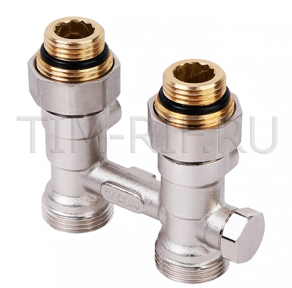 Узел прямой НВ 1/2*3/4Е EK радиаторный со встроенными кранами и байпасом RB604.03